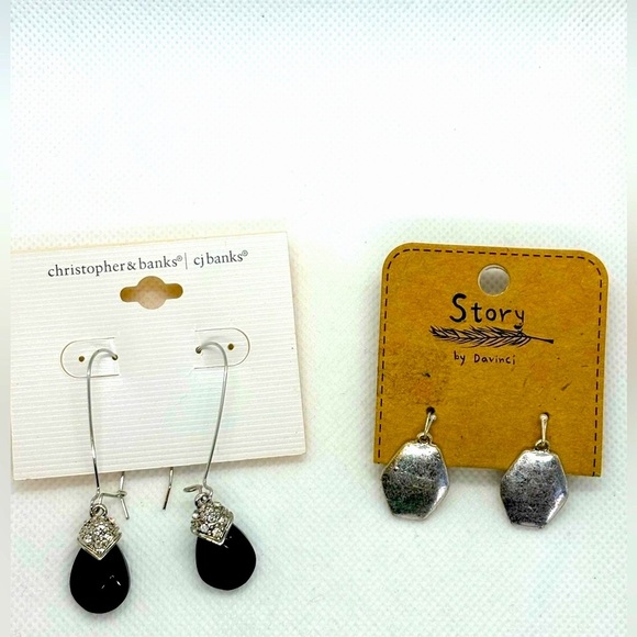 EARRINGS (TWO SETS SILVER TONE)*** - Picture 1 of 5